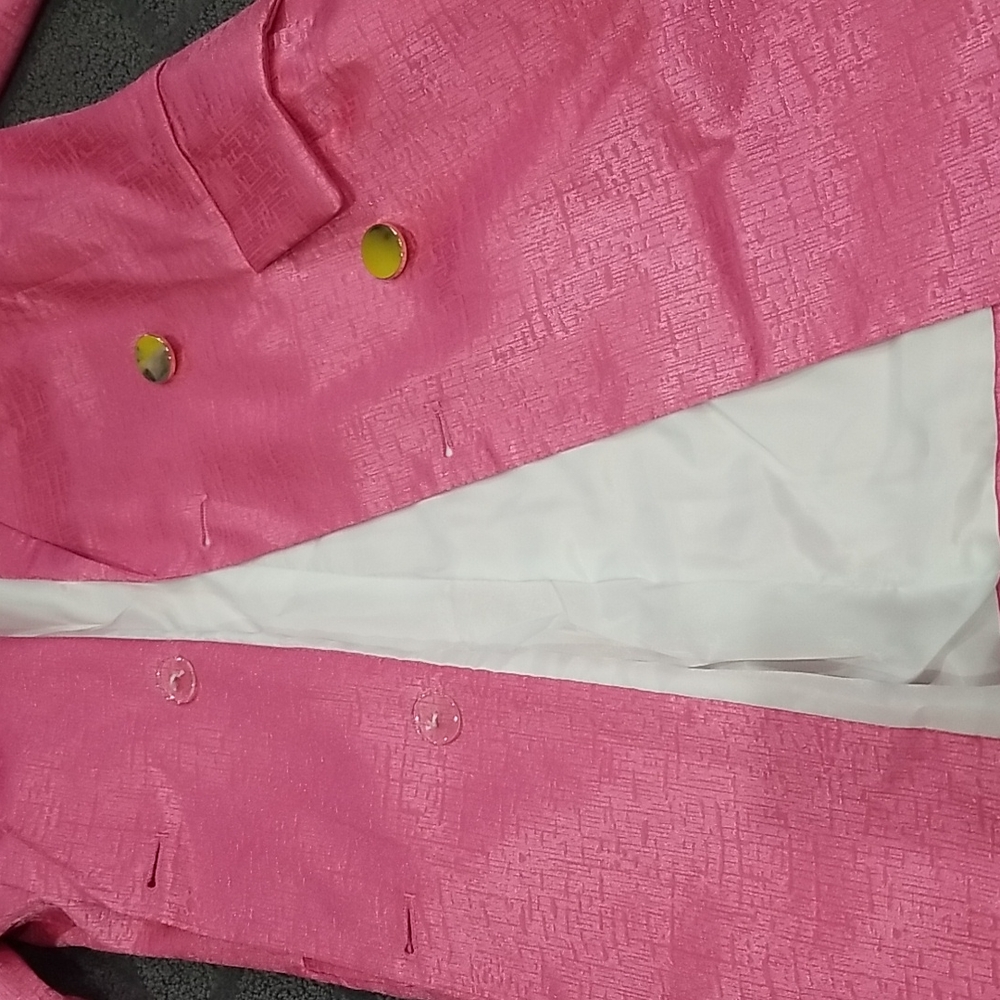 Hot pink Satin Double Breasted Suit Jacket - Picture 8 of 9